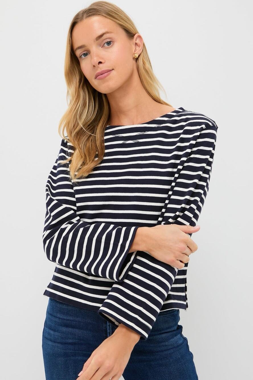Alex Mill Women’s Lakeside Stripe Long Sleeve Tee XS Navy White Preppy Nautical